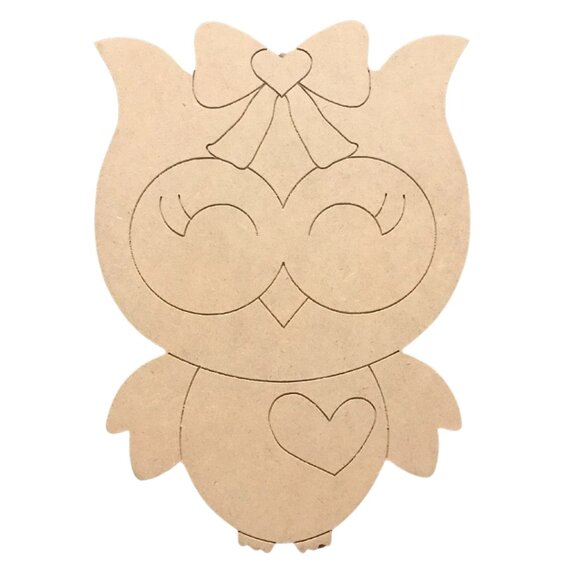 Cute Owl Paint by Line Wood Cutout with Etched Lines - Easy to Paint DIY - Picture 1 of 1